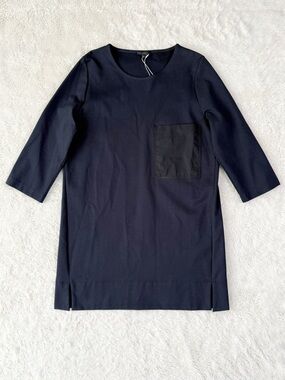 NWOT COS Woman Navy Blue Cotton Relax Shirt Dress MEDIUM Contemporary Minimal
